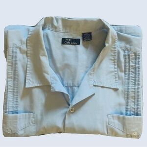 Café Luna Men's Button Up Casual Short Sleeve Shirt Size 2XL (50/52) Light Blue